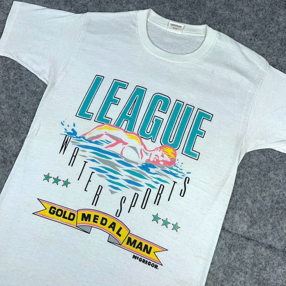 VTG McGregor Shirt Mens Medium White League Water Sports Swimming USA 80s Tee